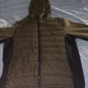 Olive green Polo hooded puffer sweatshirt